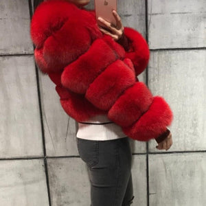 Colorful Natural Genuine Fur Jackets Coats 5 Row Short Outerwear