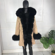 Load image into Gallery viewer, Real Natural Fox Fur  Parka with big Large Fox Fur Collar and Fox Fur liner Thick Warm  Waterproof   wome