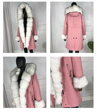Load image into Gallery viewer, Real Natural Fox Fur  Parka with big Large Fox Fur Collar and Fox Fur liner Thick Warm  Waterproof   wome