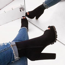 Load image into Gallery viewer, Women Sexy Peep Toe Platform Zip Thick High Heels Ankle Boot