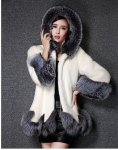 Fox Fur Rex Rabbit Fur Coat Medium Length Women's