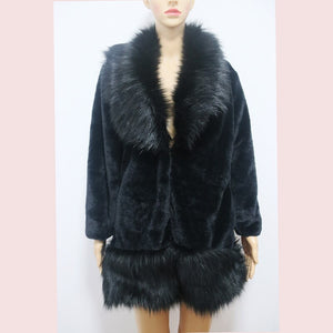 Fox Fur Rex Rabbit Fur Coat Medium Length Women's