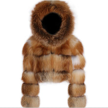 Load image into Gallery viewer, Luxury Real Silver Gold Fox Fur Coats With Fur Hood Genuine Fur Coat