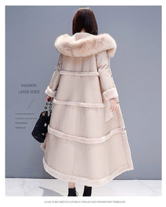 Cotton Candy Soft Parka Double-Faced Lamb Fur Coat Maxi Long Thick Winter Warm