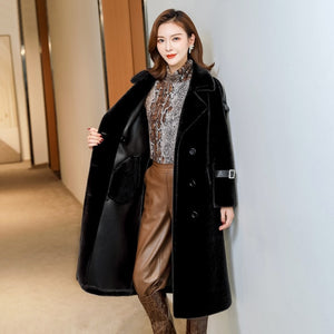 Real Fur 100% Wool Sheep Shearling Fur Jacket Women Coat