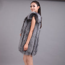 Load image into Gallery viewer, Trendy 100% Genuine Fox Fur Coat Sleeveless Warm Thickened Luxury Comfy Women&#39;s Winter Coat