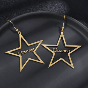 Customize This Star Name Earrings in Stainless Steel 18K Gold Plate