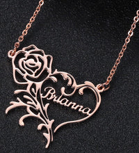 Load image into Gallery viewer, Customize This Romantic Rose Heart Name Necklace