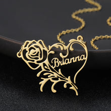 Load image into Gallery viewer, Customize This Romantic Rose Heart Name Necklace