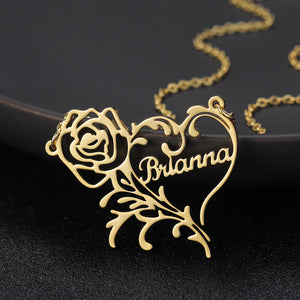 Customize This Romantic Rose Heart Name Necklace