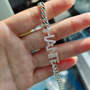 Customize This Crystal Cuban Chain Adjustable Letter Bracelets