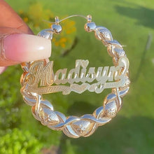 Load image into Gallery viewer, Customize This XOXO Bamboo 3D Hoop Name Earring