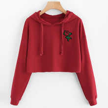 Load image into Gallery viewer, Women Hoodie Sweatshirt Jumper Sweater Crop Top Embroidery  Pullover Tops