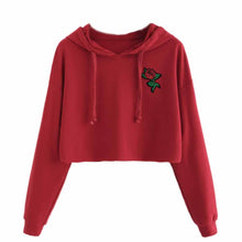 Load image into Gallery viewer, Women Hoodie Sweatshirt Jumper Sweater Crop Top Embroidery  Pullover Tops