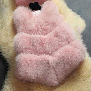 Thick Warm Fox Fur High Quality Fashion V-Neck Short Faux Fur Vest Waistcoat