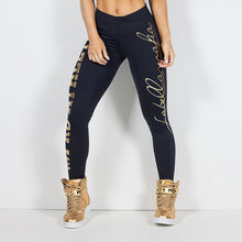 Load image into Gallery viewer, Women&#39;s Sporty Legging - Letter, Print Mid Waist Black M L XL / Skinny